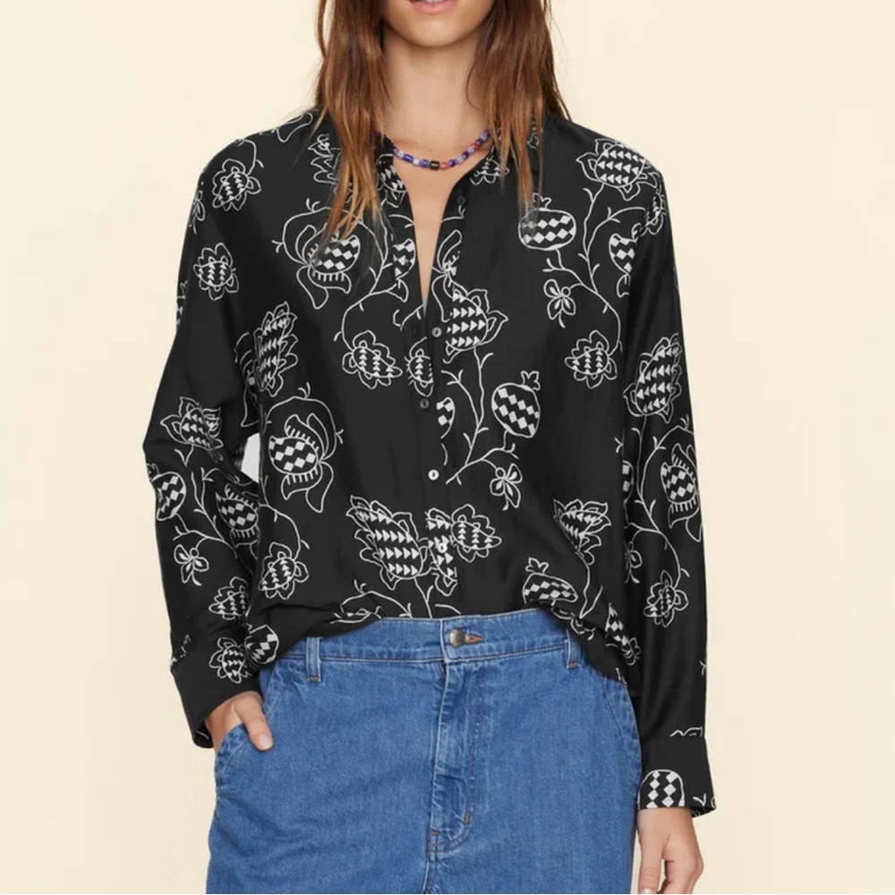 XIRENA Beau Shirt Pom In Black Size Extra Small